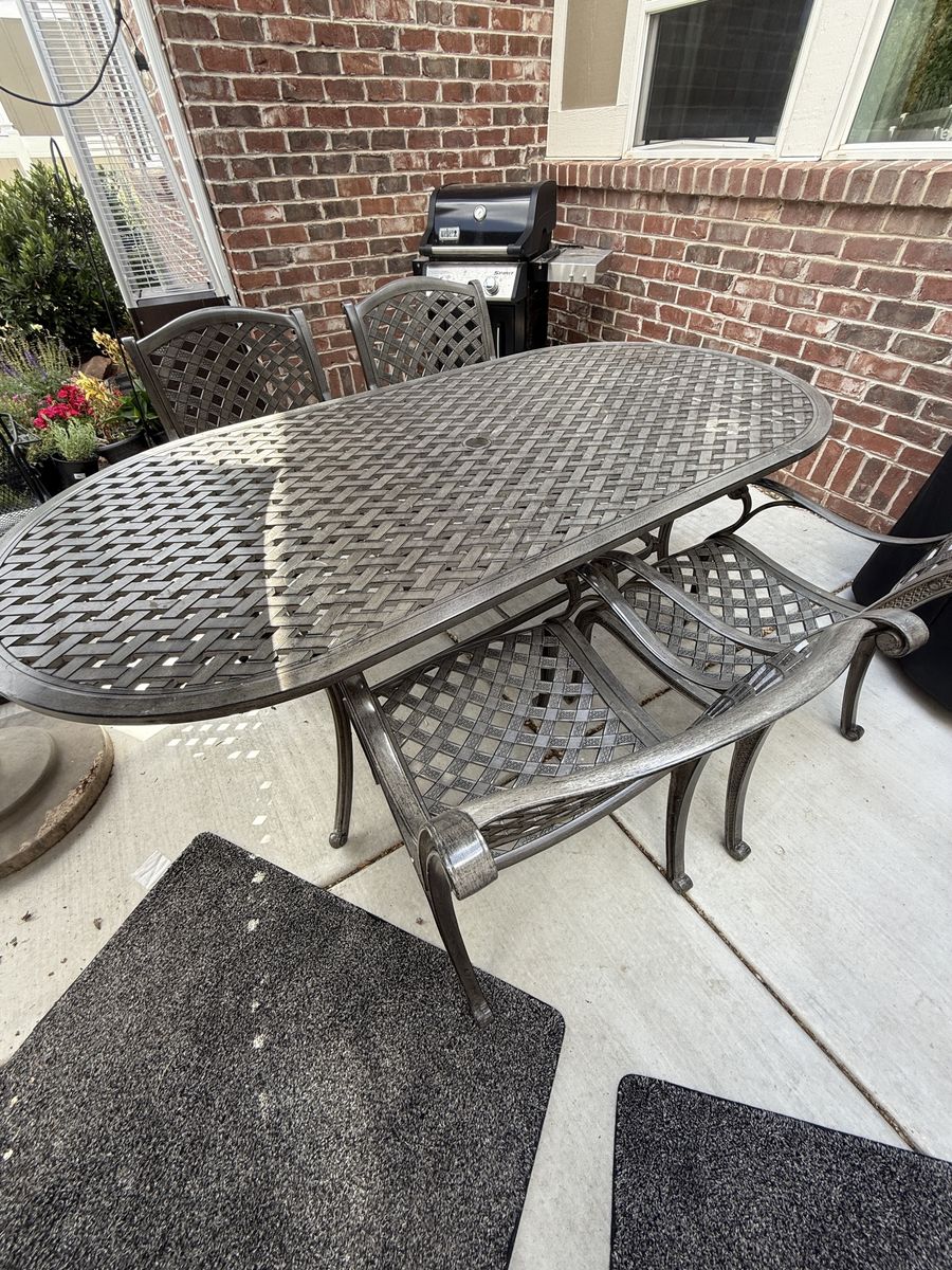 Outdoor Patio Dining Set, 5 Piece Metal Table and Chairs