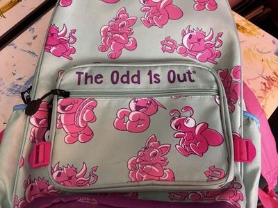 TheOdd1sOut Green & Pink Backpack with Side Pockets & Front Zipper Pouch