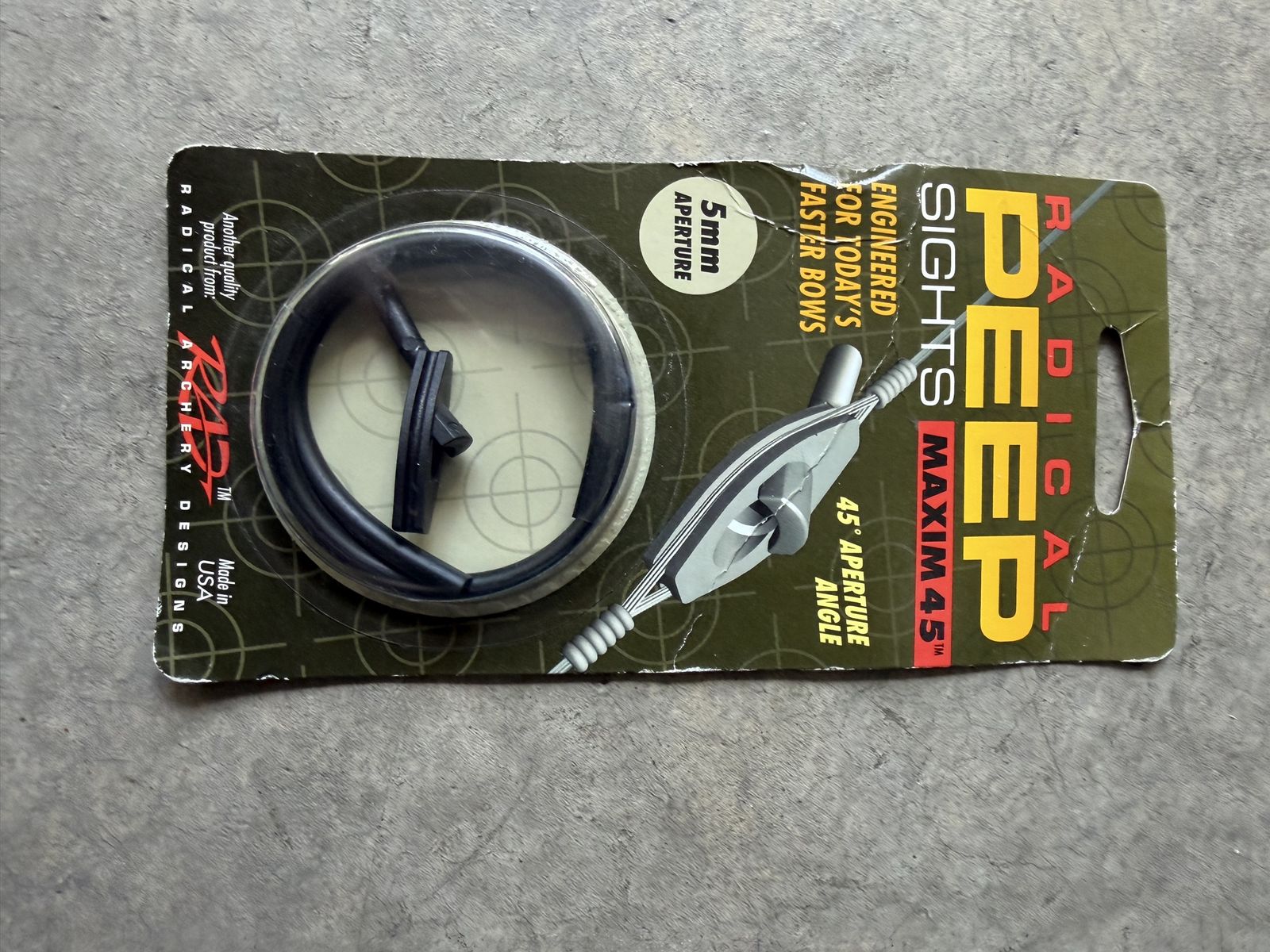 RADICAL ARCHERY DESIGNS Maxim 45 Peep Sight - 5mm Aperture, 45° Angle, Made in USA