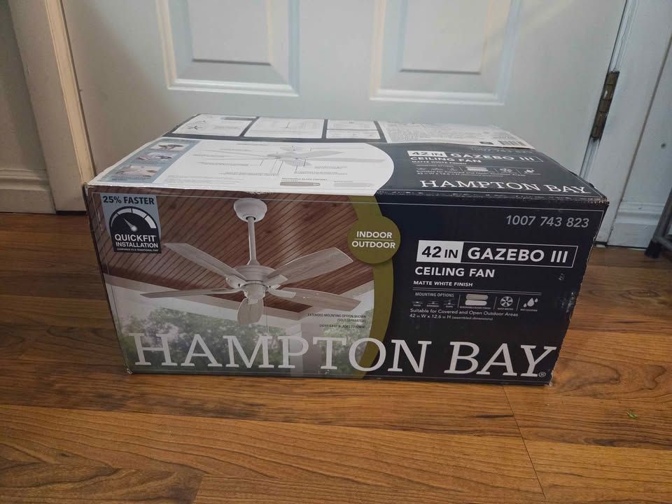 Hampton Bay Gazebo III 42 in. Indoor/Outdoor Wet Rated Matte White Ceiling Fan