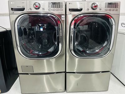 Lg True Steam Electric Front Load Set With Pedestals