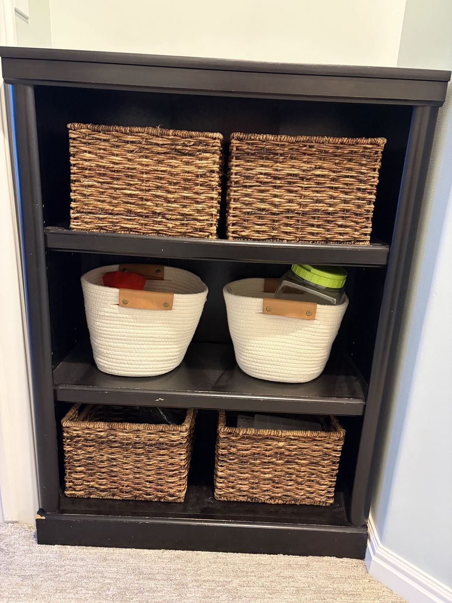 Black Wooden Bookshelf with 3 Shelves - Used