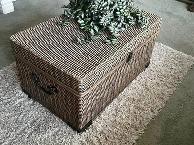 Woven Wicker Storage Chest Trunk