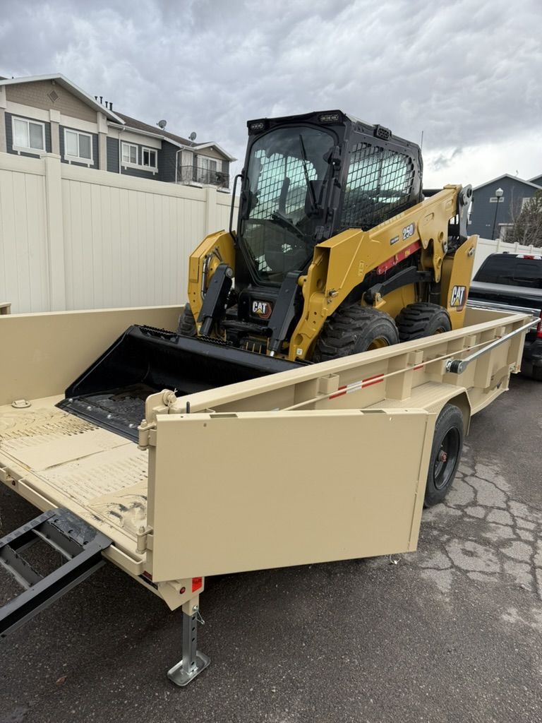 Skid Steer + Dump Trailer Rental. New Cat 250 Wheel Skid Combo