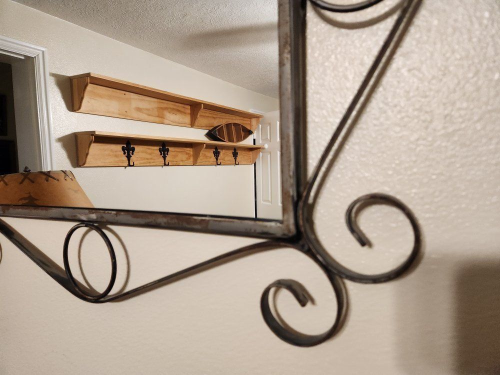 Ornate Wrought Iron Wall Mirror - Vintage Style Decorative Accent