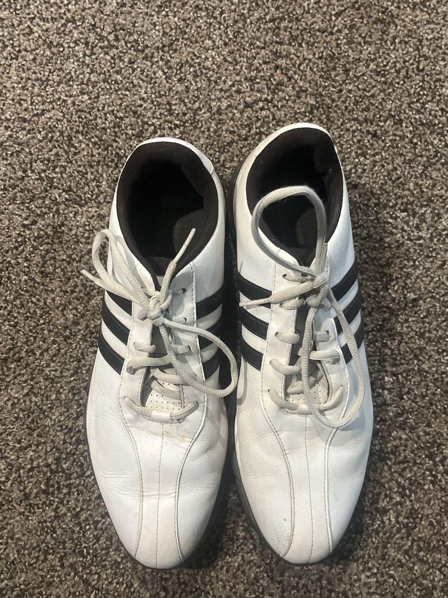 Adidas White & Black Stripe Golf Shoes Men's, Used Condition