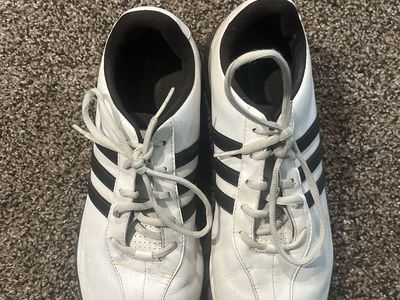 Adidas White & Black Stripe Golf Shoes Men's, Used Condition
