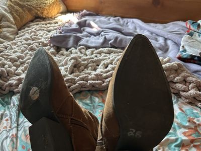 Cute Brown Faux Suede Ankle Boots - Women's Size 11 with Zipper Closure and 2-inch Block Heel