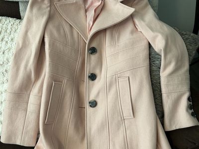 Worthington Light Pink Wool Blend Trench Coat, Size Small - Classic Long Peacoat Style