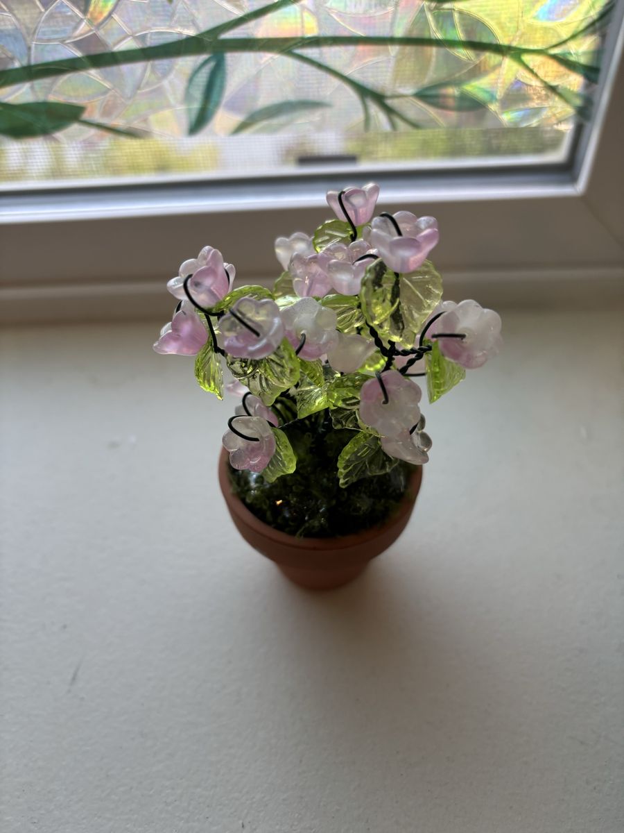 Handmade mini glass beaded plant