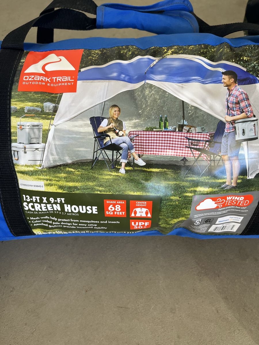 Ozark Trail 13'x9' Screen House Outdoor Shelter w/ Mesh Walls, UPF 50+, Wind Tested