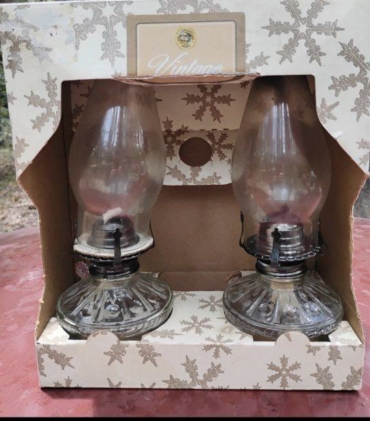 Glass Oil Lamps - Set of 2