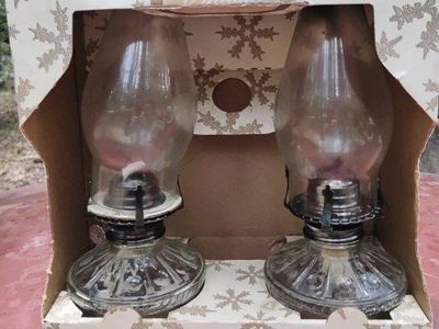 Glass Oil Lamps - Set of 2
