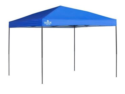 Blue 10x10 Pop-Up Shade Canopy) featuring a dark, textured "hammered" finish and secure bolt assembly