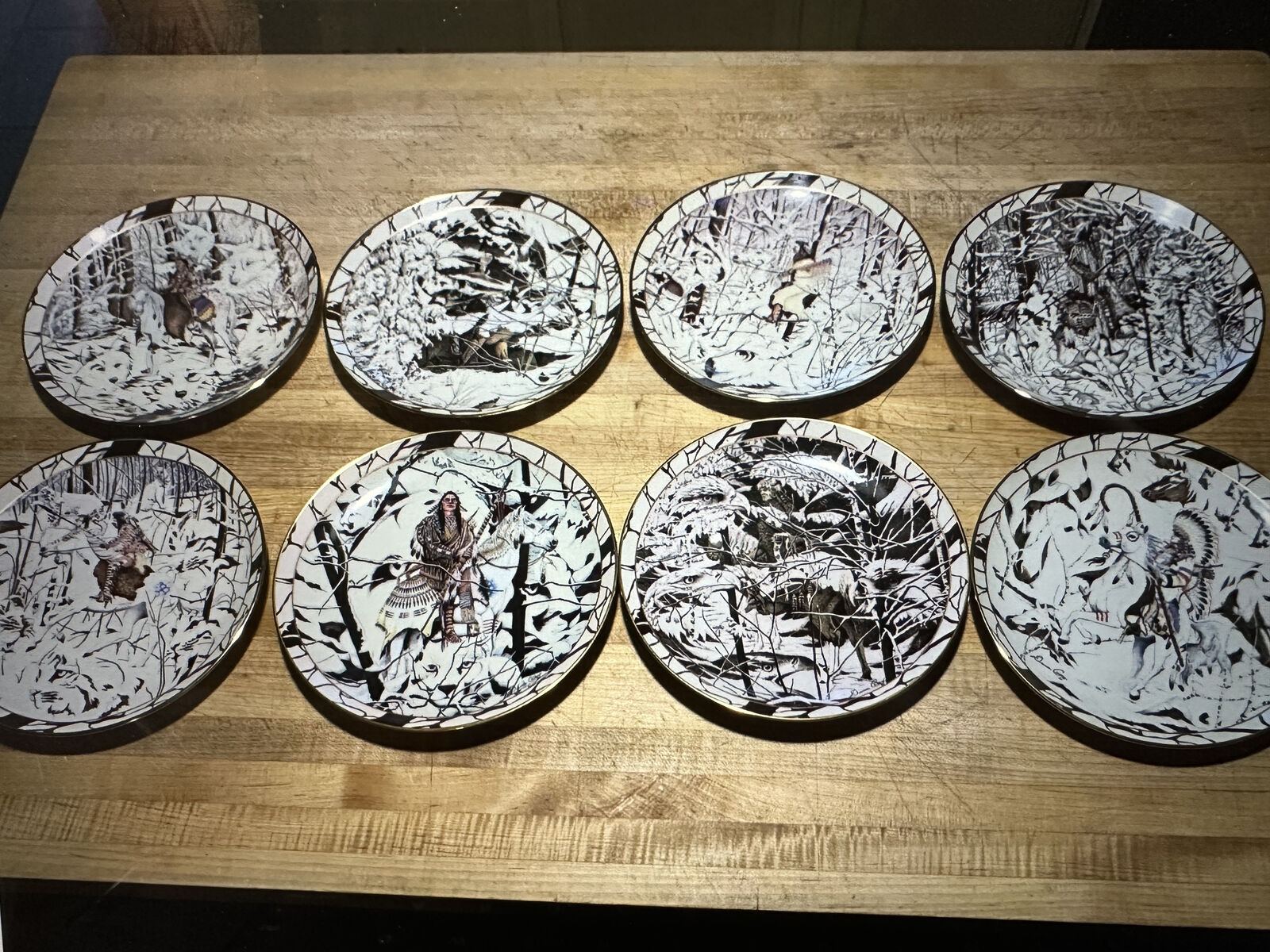 Complete Set of 8 "Silent Journey" Native American Themed Collector Plates From Bradford Exchange