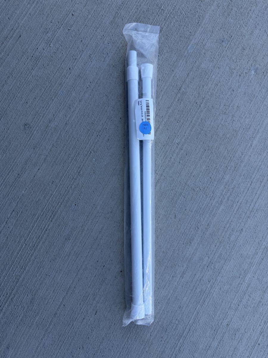 White Adjustable Spring Tension Curtain Rods