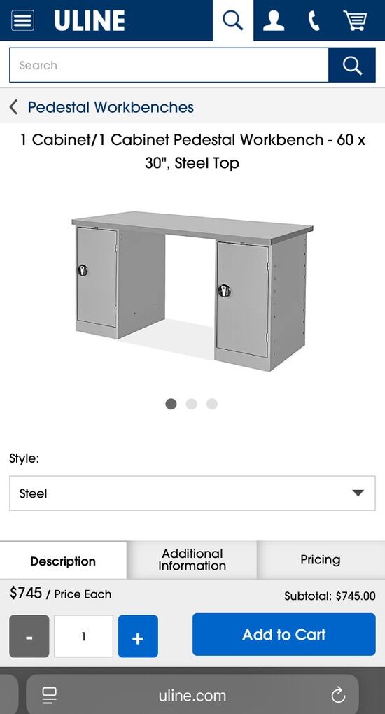 Uline Steel Workbench (reg. price $745)