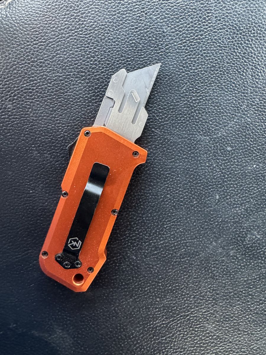 NK Orange Utility Knife Box Cutter with Clip, Compact & Durable