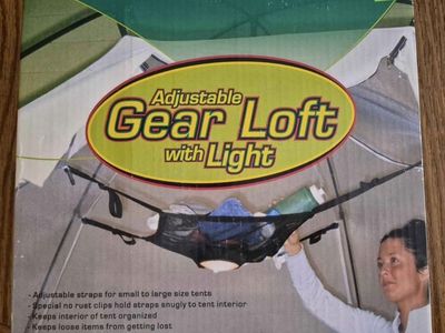 Adjustable Gear Loft with Built-in Tap Light for Camping Tents