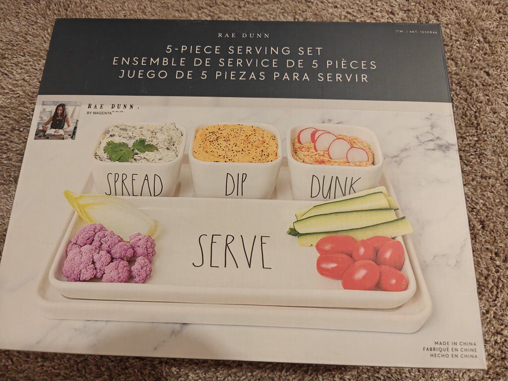 Rae Dunn 5 Piece Stoneware Serving Set