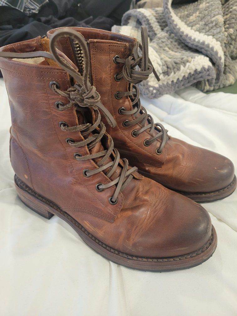 Freebird By Steven Manchester Brown Leather Combat Boots Size 9