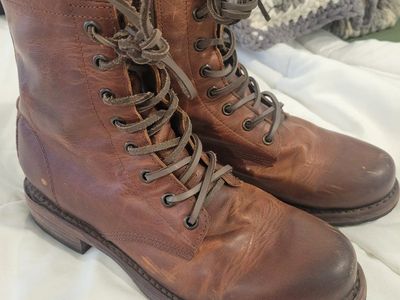 Freebird By Steven Manchester Brown Leather Combat Boots Size 9