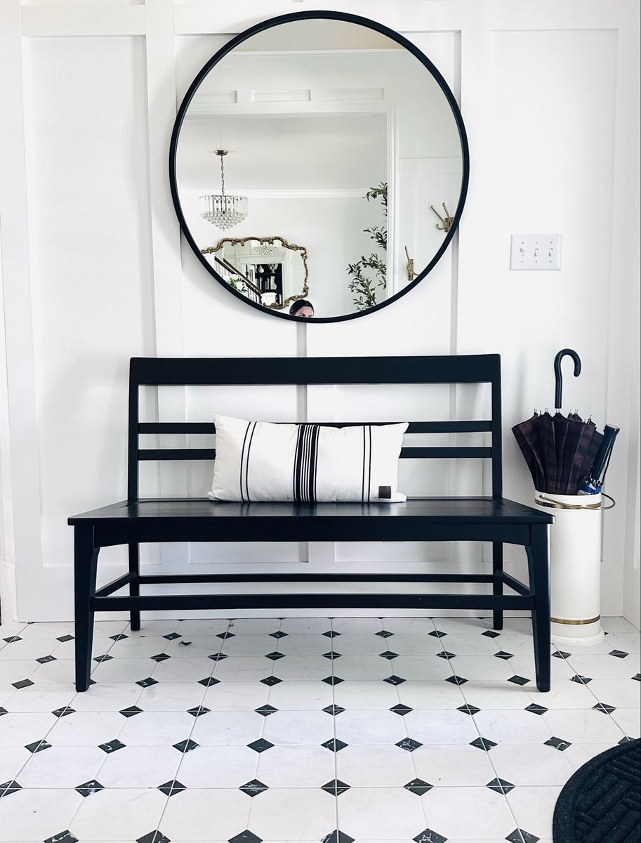 Modern Black Entryway Bench – black finish– 50” Wide