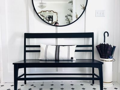 Modern Black Entryway Bench – black finish– 50” Wide