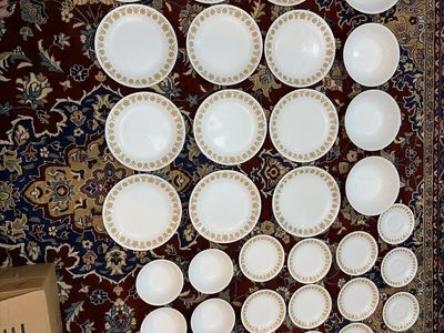 Vintage 37 piece Corelle Butterfly Gold Dinnerware Set - Plates, Bowls, and Saucers