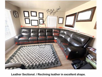 Black Leather Reclining Sectional Sofa - Large Corner Couch with 4 Recliners