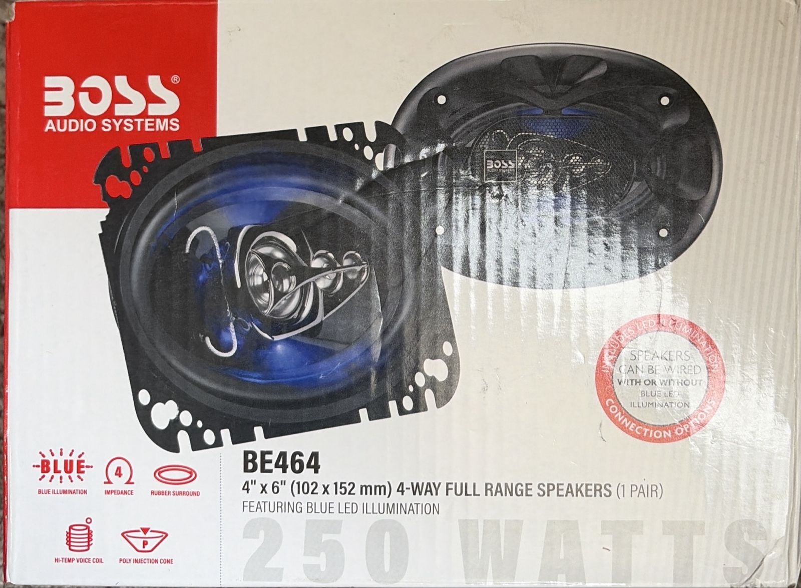 BOSS BE464 4x6 Car Speakers (Pair) – NEW