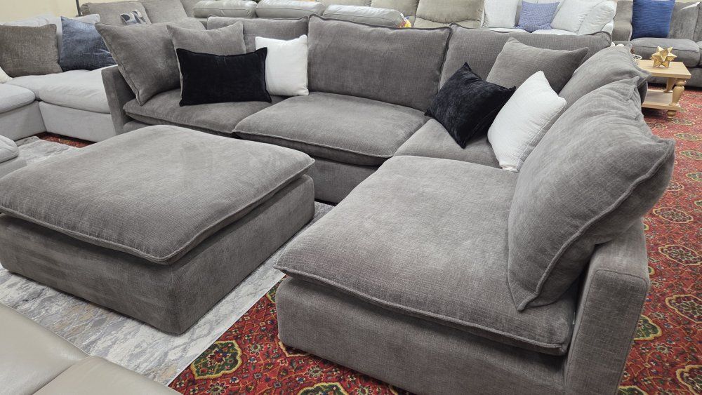 Ultra-Plush 5-Piece Modular Sectional Sofa – Deep Seat Gray