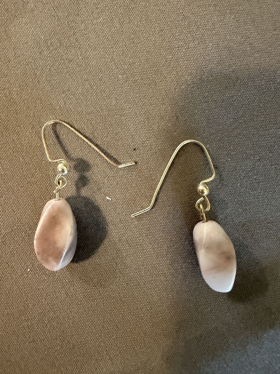 Handmade Natural Stone Drop Earrings - Unique Organic Shape