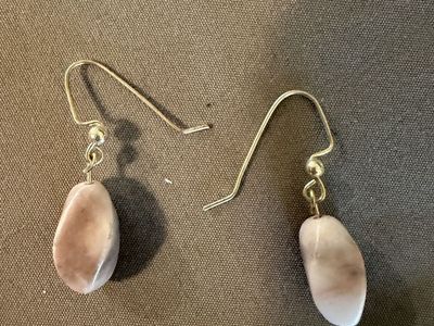 Handmade Natural Stone Drop Earrings - Unique Organic Shape