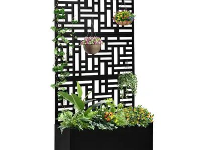 2-in-1 Vertical Garden Planter with Trellis – Black, New #514