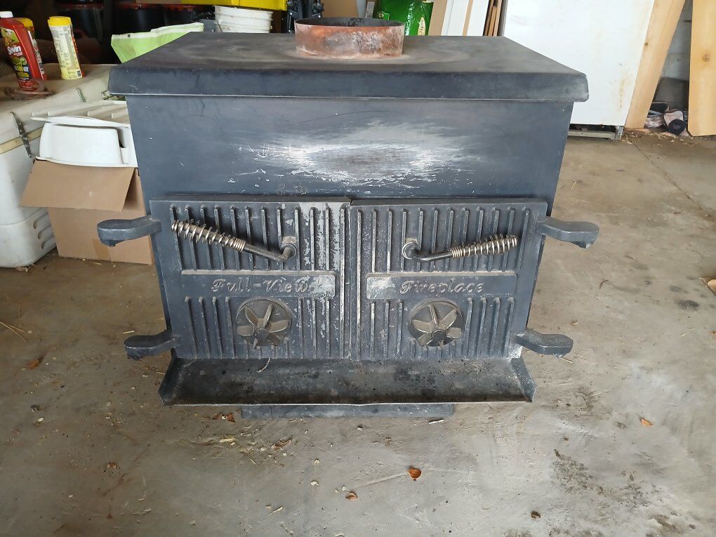 Full view wood burning stove