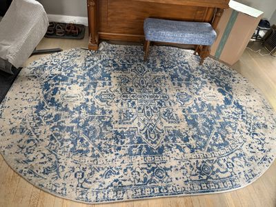Large blue oval rug
