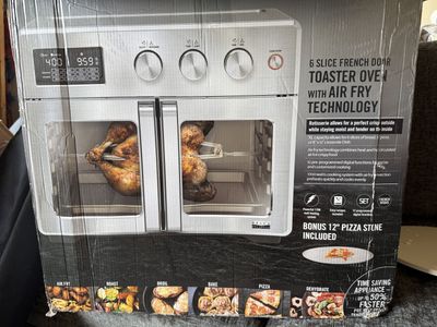 NEW BELLA PRO - 12-in-1 6-Slice Toaster Oven + 33-qt. Air Fryer with French Doors - Stainless Steel
