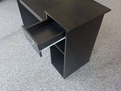 Black Corner Computer Desk with Storage Drawer and Shelves - Modern Home Office Furniture