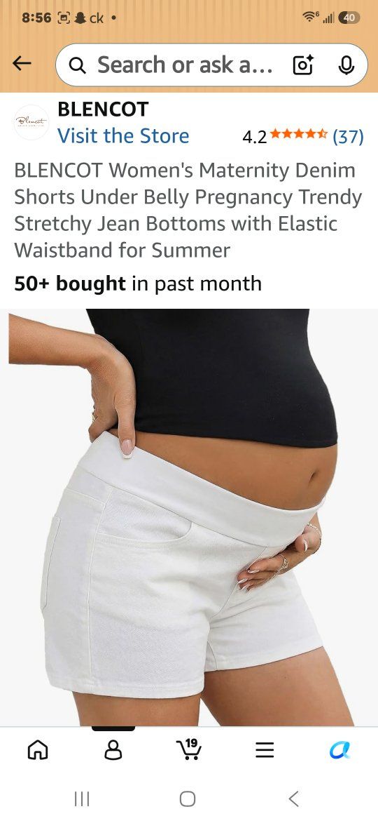 Low Rise Maternity Shorts White Medium No Panel