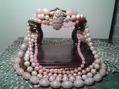 Vintage Flamingo Pink Multi Strand Necklace
