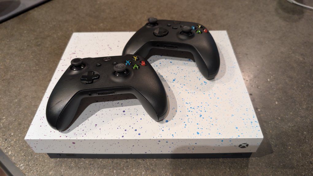 Microsoft Xbox One X: 1TB White Hyperspace Limited Edition Video Game Console w/ Disk Drive & Two Controllers