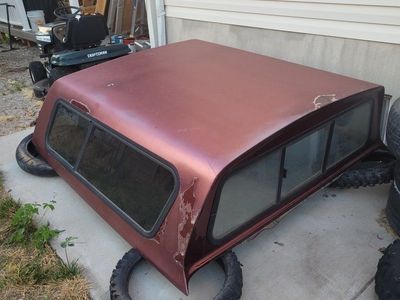 Red Used Truck Shell / Topper with Side Sliding Windows