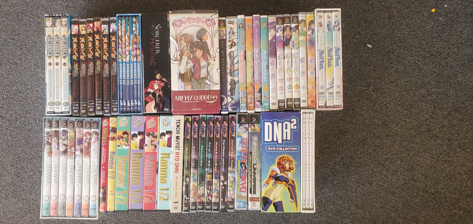 Large Anime DVD Collection - Ah! My Goddess, Ranma 1/2, Tenchi Muyo, Daphne, and more (45+ Discs)