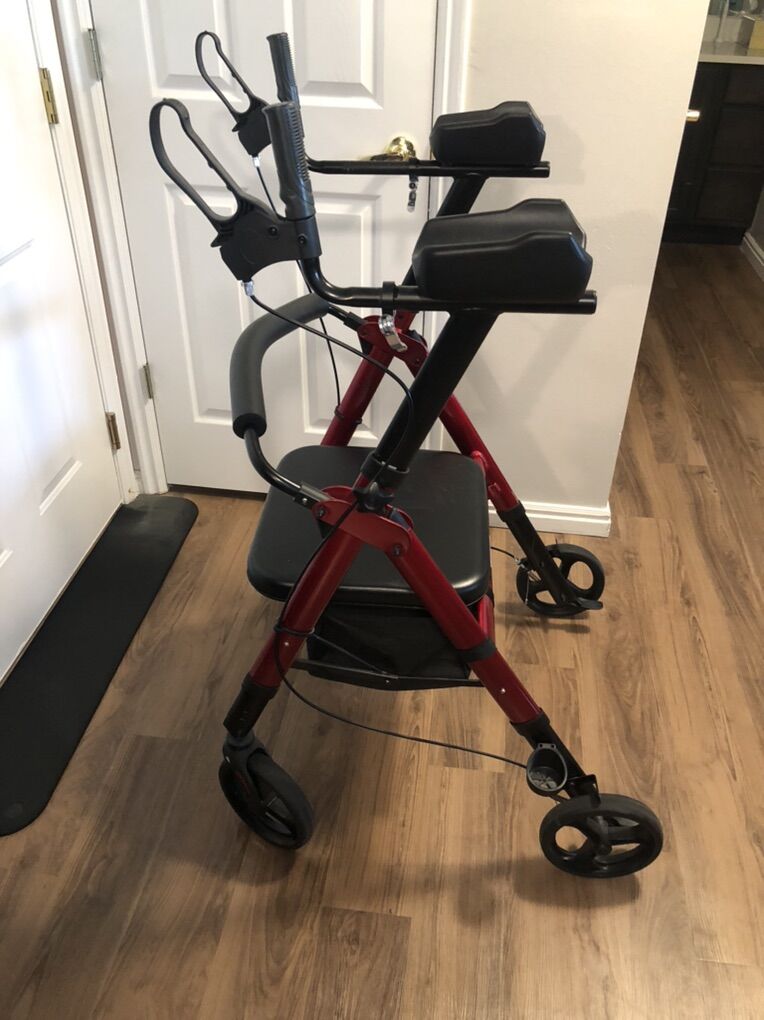 Upright/Stand Up Folding Walker with Seat