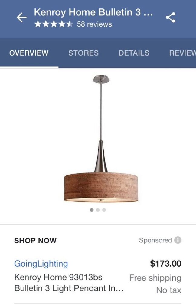 **NEW** Kenroy Home Ceiling Lamp