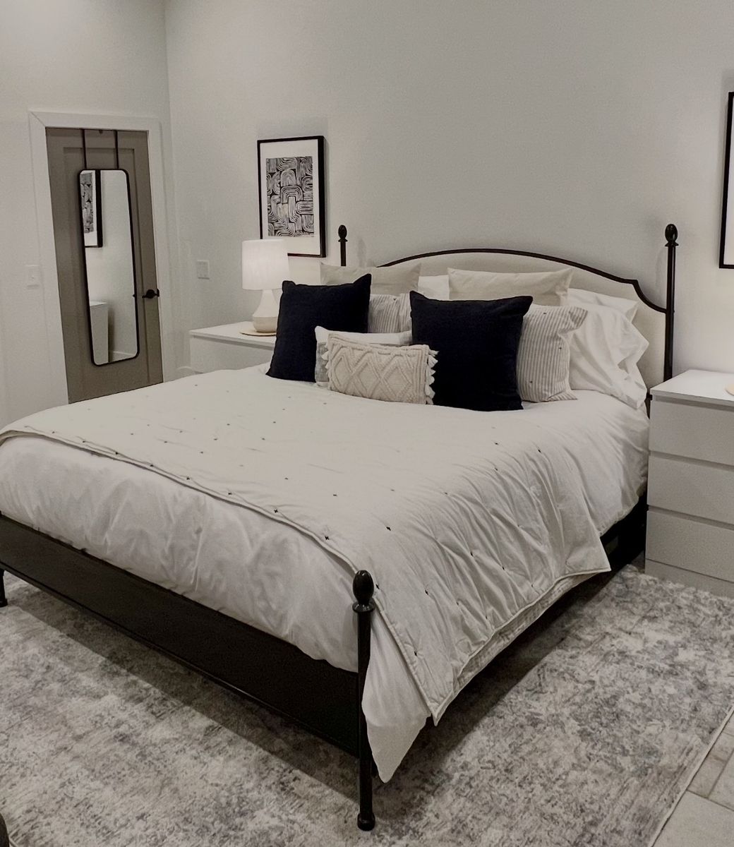 Cal King euro mattress, box springs, bed