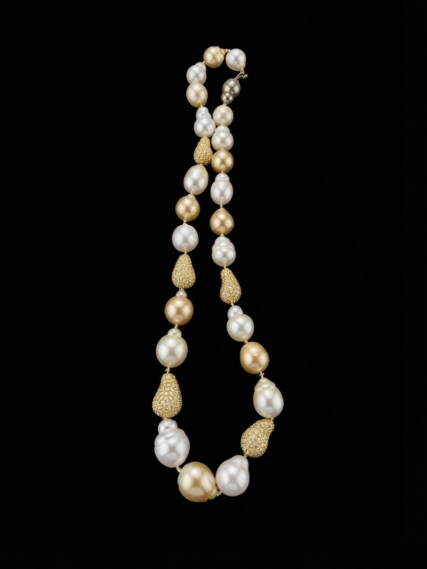 Estate Authentic Pearl &  genuine sapphire necklace c