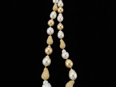 Estate Authentic Pearl & genuine sapphire necklace c