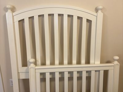 White Twin Headboard, Footboard, Rails & Slats - Solid Wood Bed Frame Set